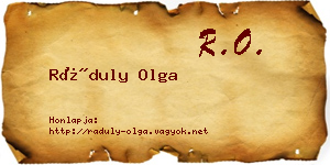 Ráduly Olga névjegykártya