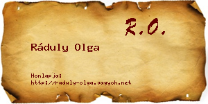 Ráduly Olga névjegykártya